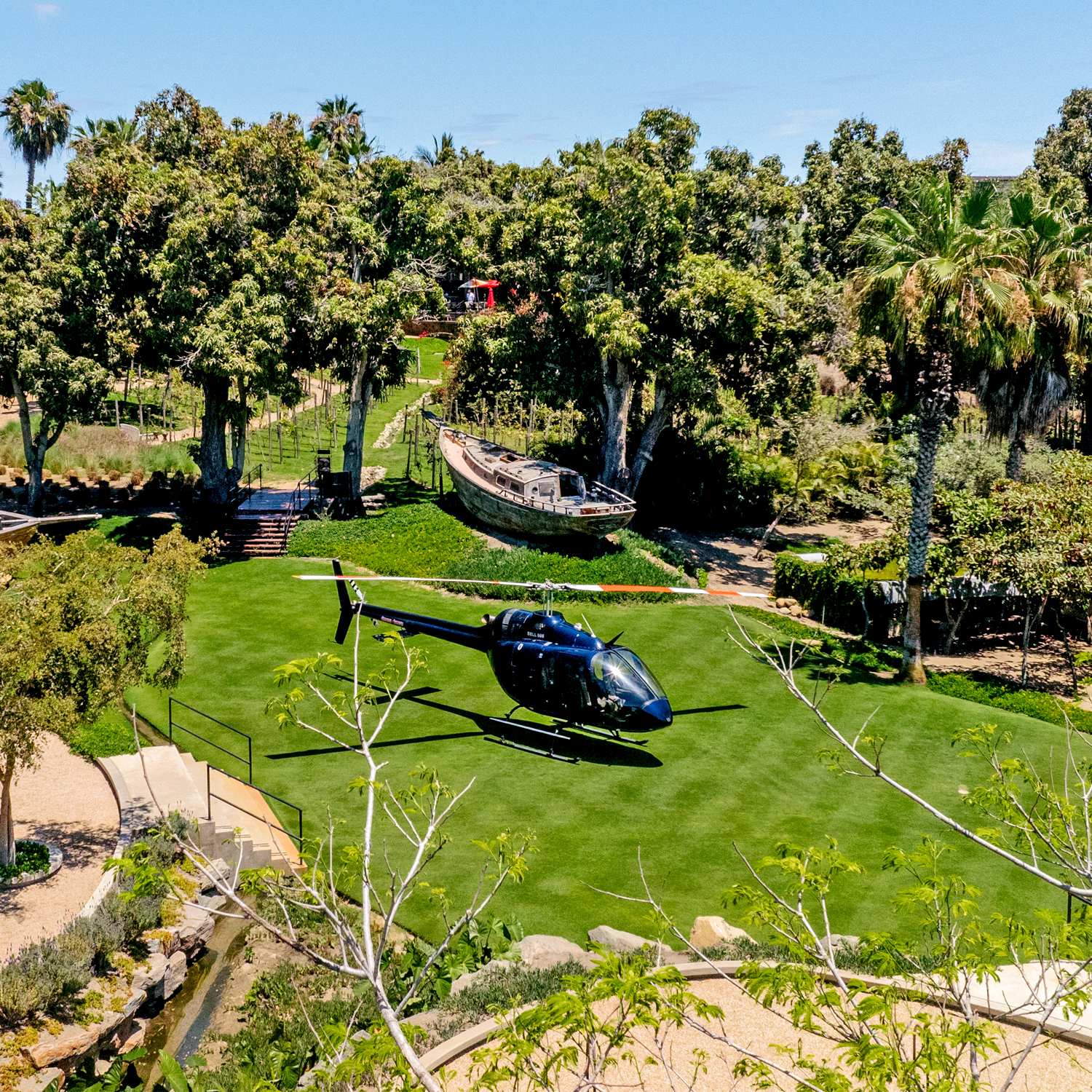Helicopter takeoff from a private development in San José del Cabo