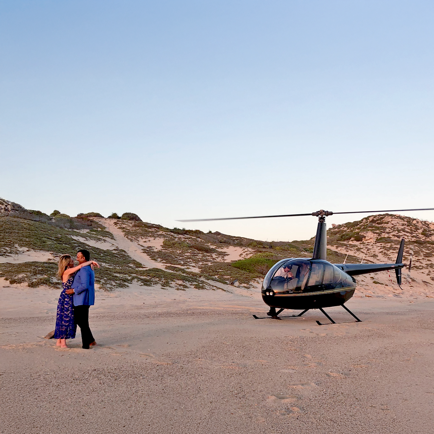 Romantic sunset helicopter experience over Los Cabos