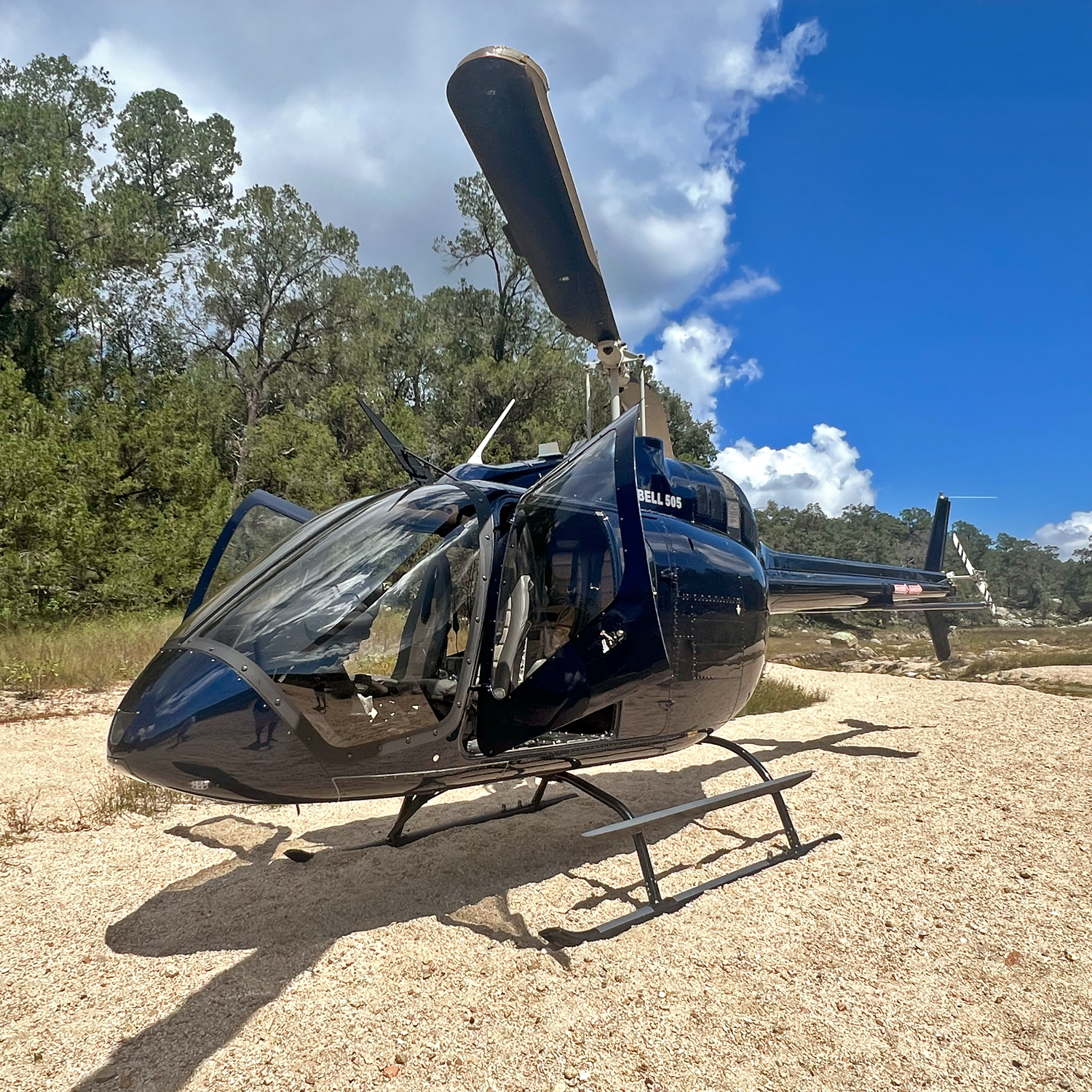 Helicopter on the ground ready for takeoff on a scenic tour